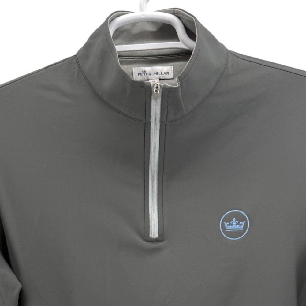 Peter Millar Crown Sport Mens M Iron Gray RSM Classic Logo Quarter Zip Pullover